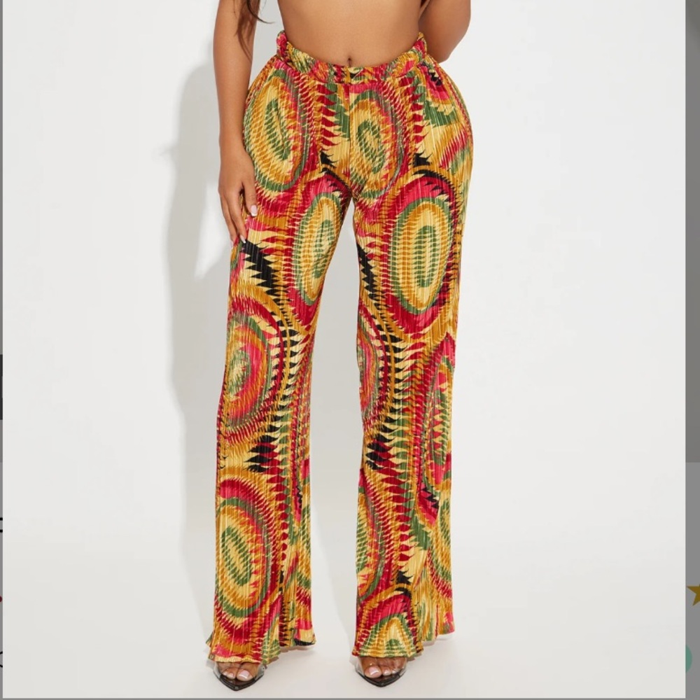 Off to warmer weathers plisse pants- multi color